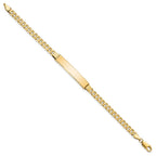 14k Polished Solid Chain/Solid Plate Curb Link 33.5x7mm Plate 7 inch ID Bracelet