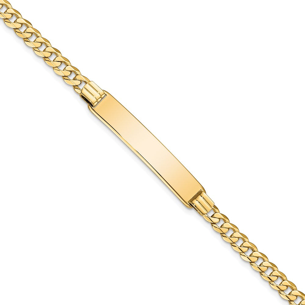14k Polished Solid Chain/Solid Plate Curb Link 33.5x7mm Plate 7 inch ID Bracelet