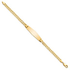 14k Polished Solid Chain/Solid Plate Curb Link Soft Diamond Shape 33x10mm Plate 8 inch ID Bracelet