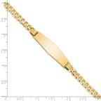14k Polished Solid Chain/Solid Plate Curb Link Soft Diamond Shape 33x10mm Plate 7 inch ID Bracelet
