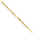 14k Polished Solid Chain/Solid Plate Curb Link 34x7mm Plate 7 inch ID Bracelet