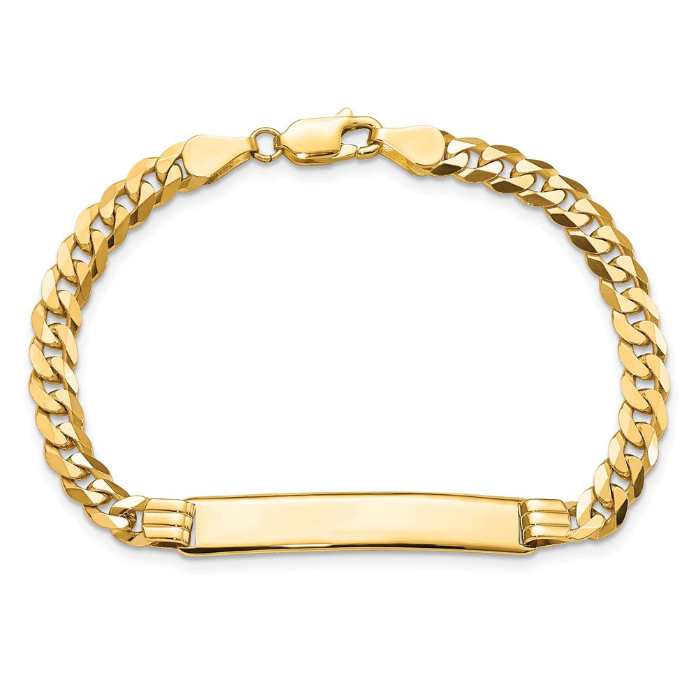 14k Polished Solid Chain/Solid Plate Curb Link 34x7mm Plate 7 inch ID Bracelet