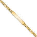 14k Polished Solid Chain/Solid Plate Curb Link 34x7mm Plate 7 inch ID Bracelet