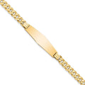 14k Polished Solid Chain/Solid Plate Curb Link Soft Diamond Shape 33x10mm Plate 8 inch ID Bracelet