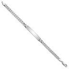 14k White Gold Polished Solid Chain/Solid Plate Flat Curb Link 34x7mm Plate 7 inch ID Bracelet
