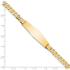 14k Polished Solid Chain/Solid Plate Curb Link Soft Diamond Shape 37.5x10mm Plate 8 inch ID Bracelet