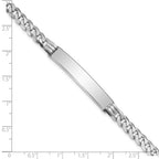14k White Gold Polished Solid Chain/Solid Plate Flat Curb Link 38.5x7.5mm Plate 8 inch ID Bracelet