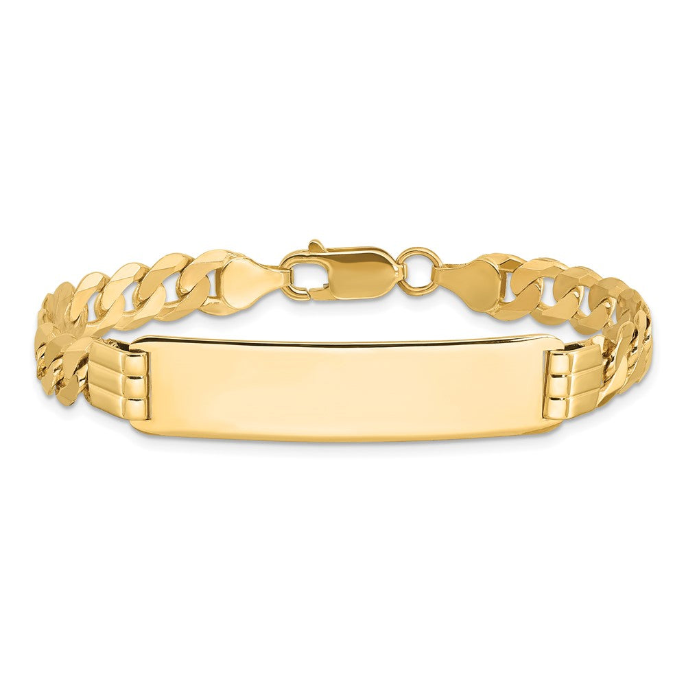 14k Polished Solid Chain/Solid Plate Curb Link 37x9mm Plate 8 inch ID Bracelet