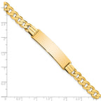 14k Polished Solid Chain/Solid Plate Curb Link 37x9mm Plate 8 inch ID Bracelet