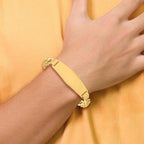 14k Polished Solid Chain/Solid Plate Curb Link Soft Diamond Shape 37.5x14mm Plate 8 inch ID Bracelet