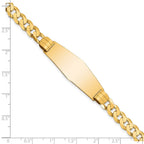 14k Polished Solid Chain/Solid Plate Curb Link Soft Diamond Shape 37.5x14mm Plate 7 inch ID Bracelet