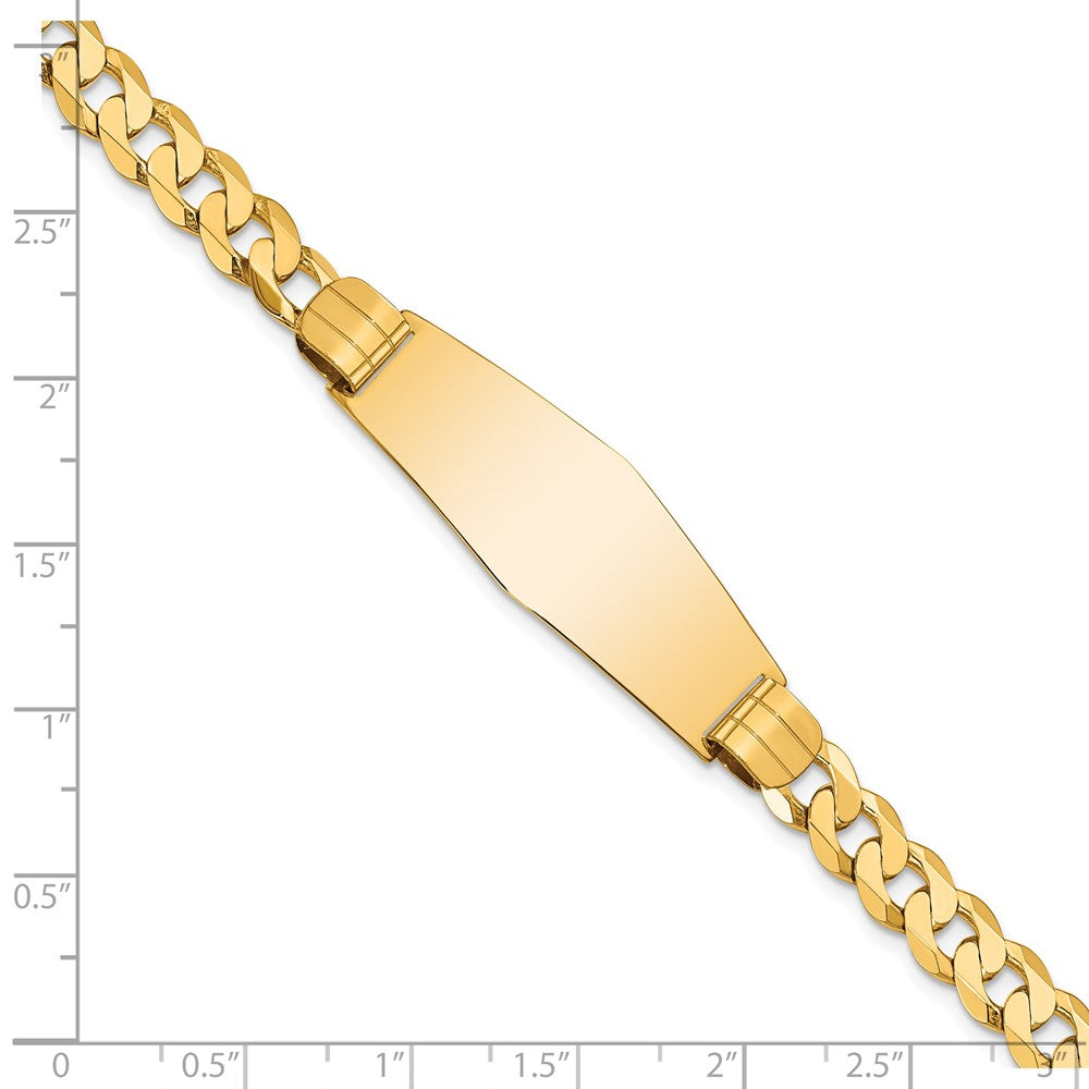 14k Polished Solid Chain/Solid Plate Curb Link Soft Diamond Shape 37.5x14mm Plate 8 inch ID Bracelet