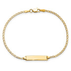 14k Polished Solid Chain/Solid Plate Flat Curb Link 19.5x3.5mm Plate 7 inch ID Bracelet