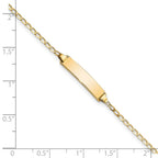 14k Polished Solid Chain/Solid Plate Flat Curb Link 19.5x3.5mm Plate 7 inch ID Bracelet