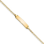 14k Polished Solid Chain/Solid Plate Flat Curb Link 19.5x3.5mm Plate 7 inch ID Bracelet