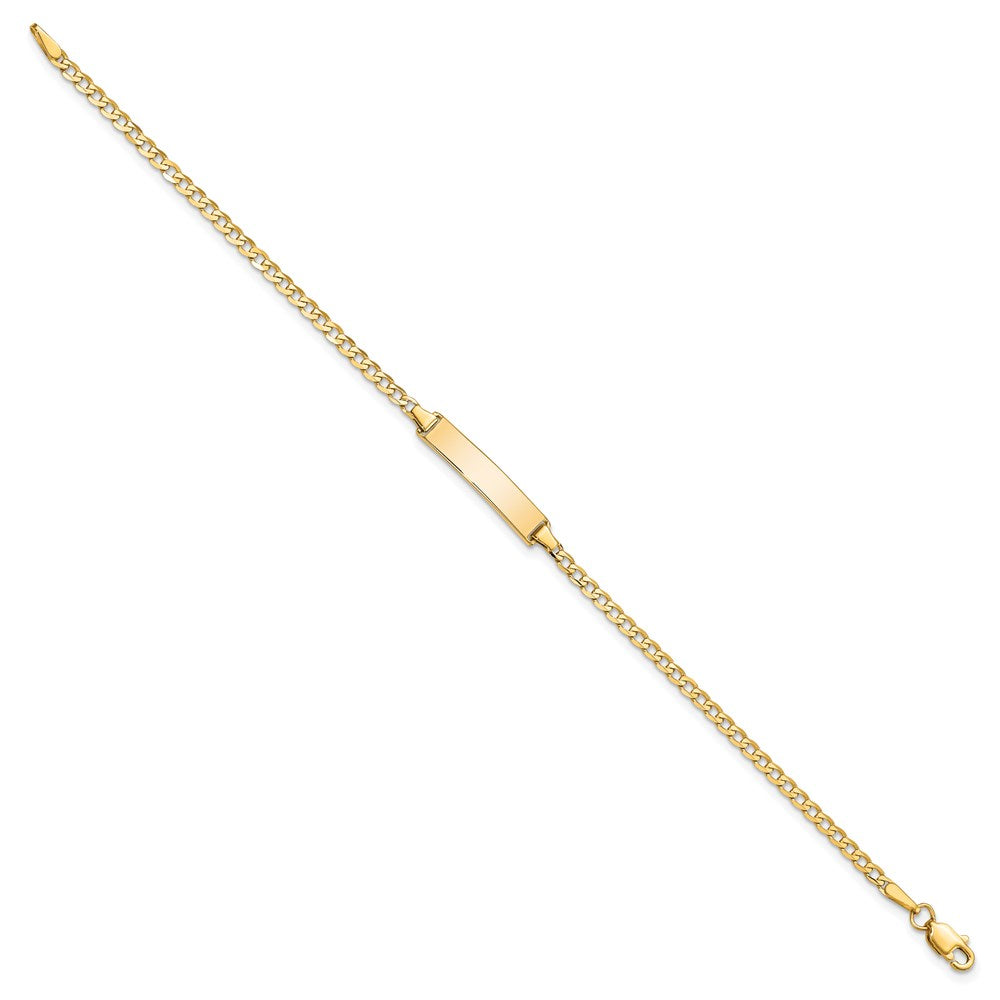 14k Polished Solid Chain/Solid Plate Flat Curb Link 22.5x4.5mm Plate 7 inch ID Bracelet