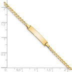 14k Polished Solid Chain/Solid Plate Flat Curb Link 22.5x4.5mm Plate 7 inch ID Bracelet