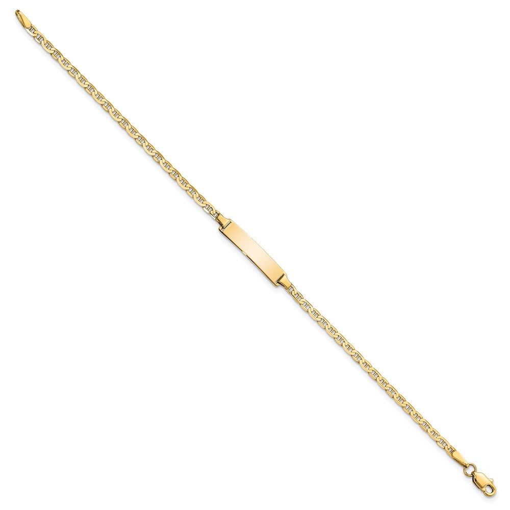 14k Polished Solid Chain/Solid Plate Flat Anchor Link 22.5x4.5mm Plate 7 inch ID Bracelet