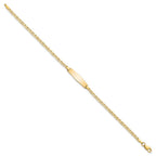 14k Polished Solid Chain/Solid Plate Flat Anchor Link Soft Diamond Shape 19.5x5.2mm Plate 7 inch ID Bracelet