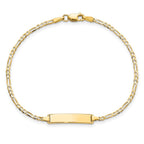 14k Polished Solid Chain/Solid Plate Flat Figaro Link 19.5x4.5mm Plate 7 inch ID Bracelet