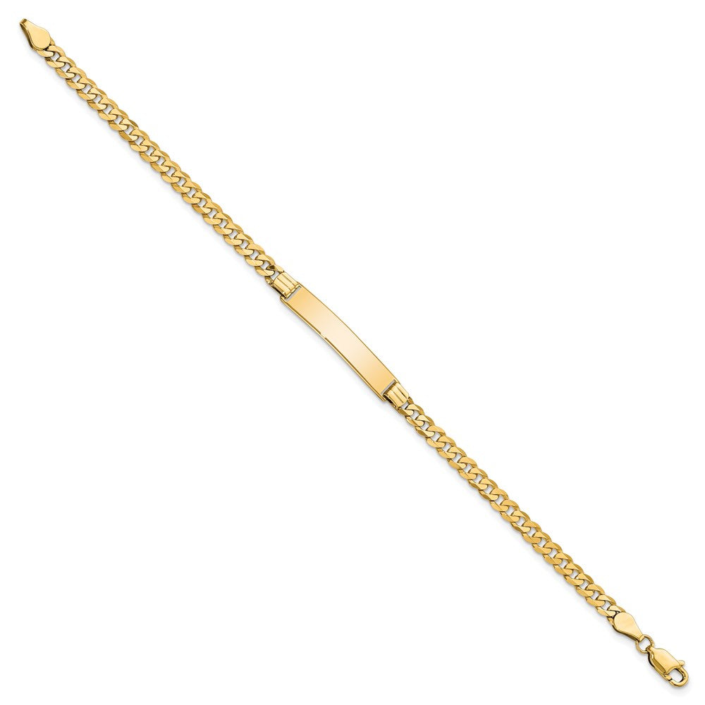 14k Polished Solid Chain/Solid Plate Flat Curb Link 26.5x5.5mm Plate 7 inch ID Bracelet