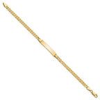 14k Polished Solid Chain/Solid Plate Flat Curb Link 26.5x5.5mm Plate 8 inch ID Bracelet