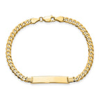 14k Polished Solid Chain/Solid Plate Flat Curb Link 26.5x5.5mm Plate 8 inch ID Bracelet