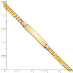 14k Polished Solid Chain/Solid Plate Flat Curb Link 26.5x5.5mm Plate 8 inch ID Bracelet