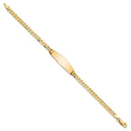 14k Polished Solid Chain/Solid Plate Flat Curb Link Soft Diamond Shape 28x9.8mm Plate 7 inch ID Bracelet