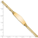 14k Polished Solid Chain/Solid Plate Flat Curb Link Soft Diamond Shape 28x9.8mm Plate 8 inch ID Bracelet