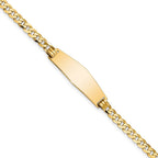 14k Polished Solid Chain/Solid Plate Flat Curb Link Soft Diamond Shape 28x9.8mm Plate 8 inch ID Bracelet