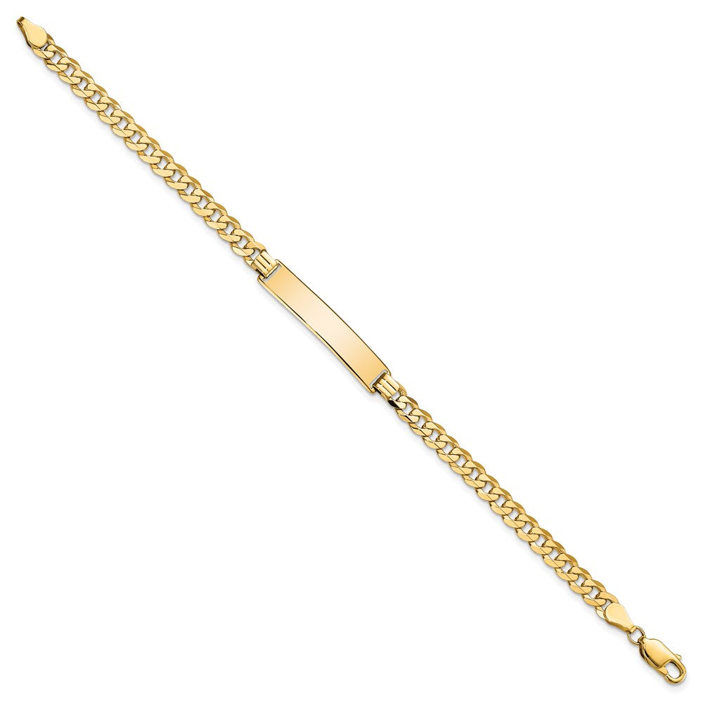 14k Polished Solid Chain/Solid Plate Flat Curb Link 32.5x6.5mm Plate 7 inch ID Bracelet
