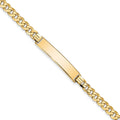 14k Polished Solid Chain/Solid Plate Flat Curb Link 32.5x6.5mm Plate 8 inch ID Bracelet