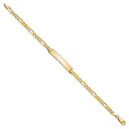 14k Polished Solid Chain/Solid Plate Flat Figaro Link  32.5x6.2mm Plate 8 inch ID Bracelet