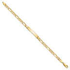 14k Polished Solid Chain/Solid Plate Flat Figaro Link 27.5x5.5mm Plate 7 inch ID Bracelet