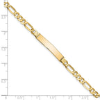 14k Polished Solid Chain/Solid Plate Flat Figaro Link 27.5x5.5mm Plate 7 inch ID Bracelet