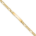 14k Polished Solid Chain/Solid Plate Flat Figaro Link 27.5x5.5mm Plate 7 inch ID Bracelet