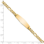14k Polished Solid Chain/Solid Plate Flat Figaro Link Soft Diamond Shape 28x9.5mm Plate 8 inch ID Bracelet