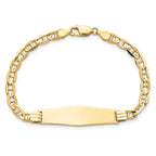 14k Polished Solid Chain/Solid Plate Anchor Link Soft Diamond Shape 33x9.8mm Plate 7 inch ID Bracelet