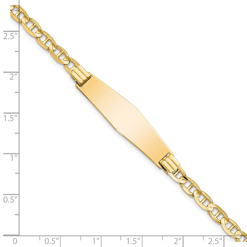 14k Polished Solid Chain/Solid Plate Anchor Link Soft Diamond Shape 33x9.8mm Plate 7 inch ID Bracelet
