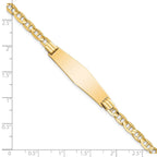 14k Polished Solid Chain/Solid Plate Anchor Link Soft Diamond Shape 33x9.8mm Plate 7 inch ID Bracelet