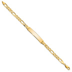 14k Polished Solid Chain/Solid Plate Flat Figaro Link 33.5x7mm Plate 8 inch ID Bracelet