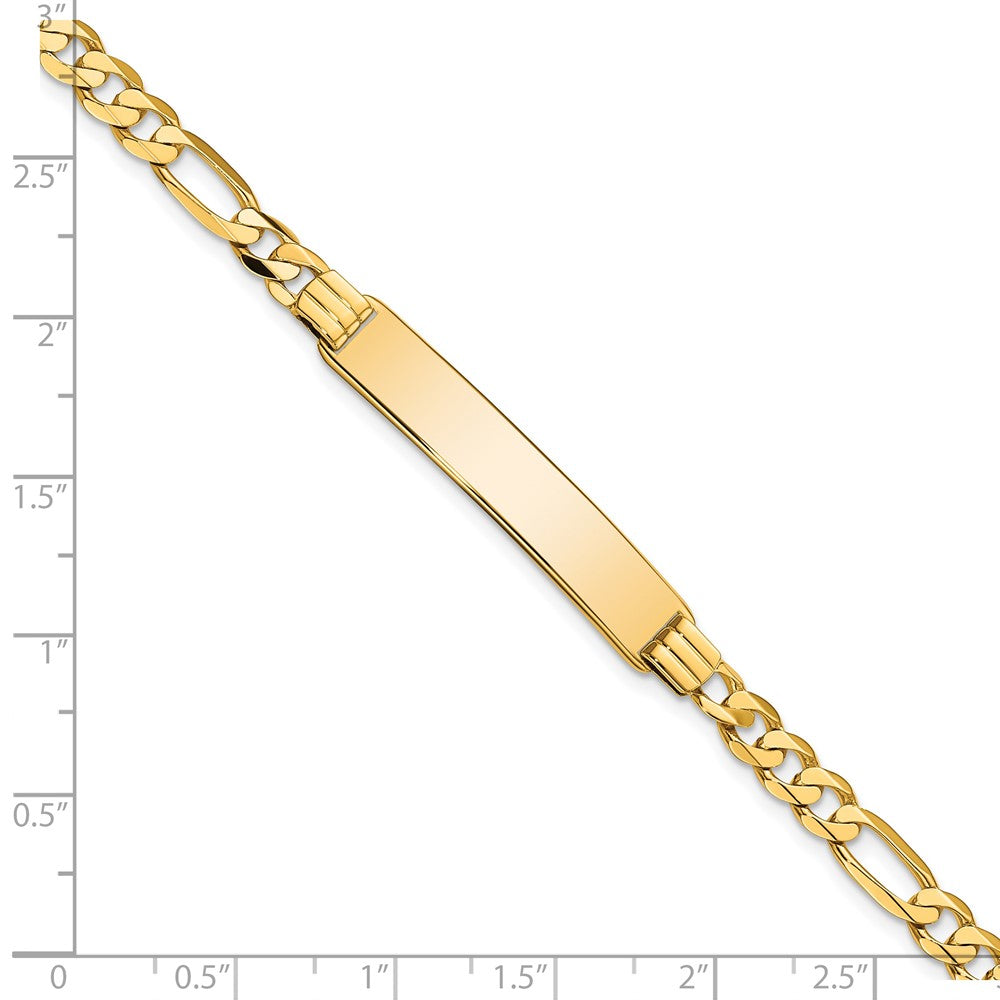14k Polished Solid Chain/Solid Plate Flat Figaro Link 33.5x7mm Plate 7 inch ID Bracelet