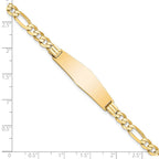 14k Polished Solid Chain/Solid Plate Flat Figaro Link Soft Diamond Shape 33x9mm Plate 8 inch ID Bracelet