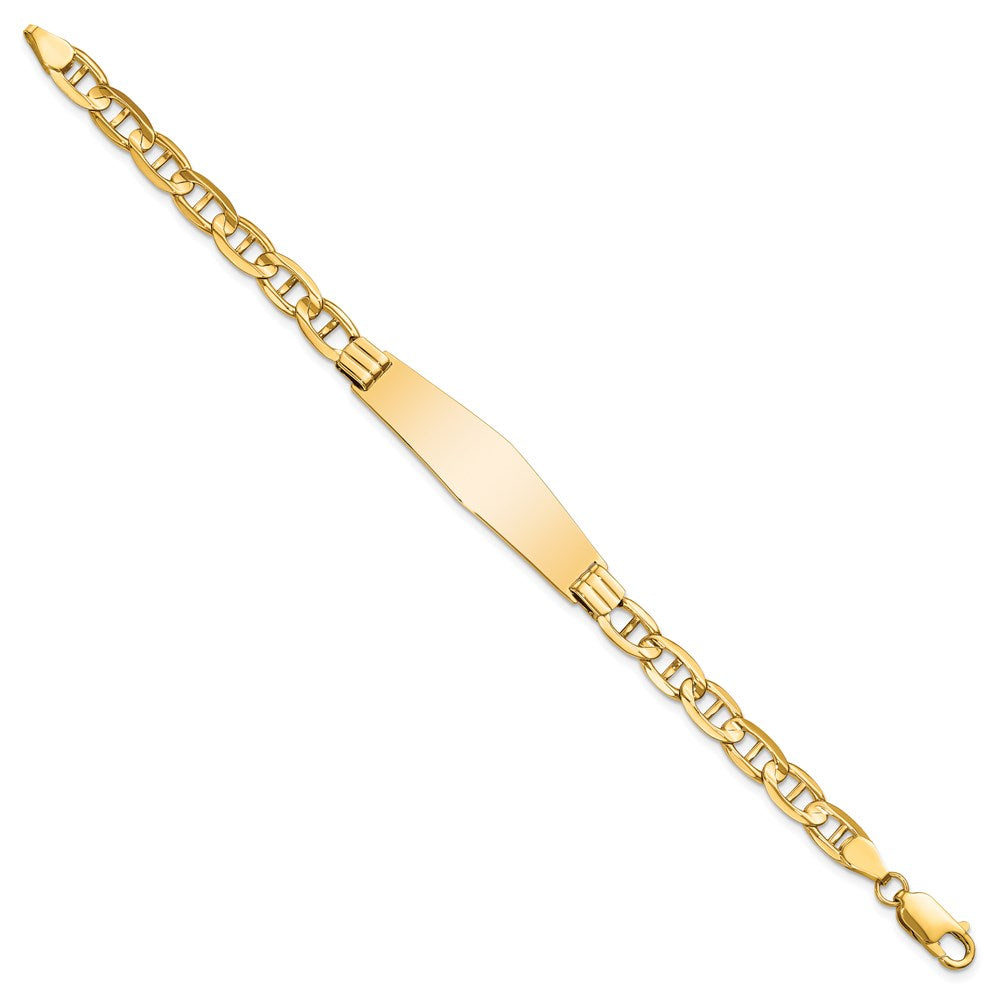 14k Polished Solid Chain/Solid Plate Anchor Link Soft Diamond Shape 37.5x11mm Plate 8 inch ID Bracelet