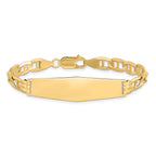 14k Polished Solid Chain/Solid Plate Anchor Link Soft Diamond Shape 37.5x11mm Plate 8 inch ID Bracelet