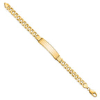 14k Polished Solid Chain/Solid Plate Flat Curb Link 37x9mm Plate 8 inch ID Bracelet