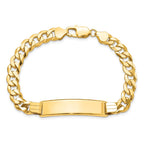 14k Polished Solid Chain/Solid Plate Flat Curb Link 37x9mm Plate 8 inch ID Bracelet