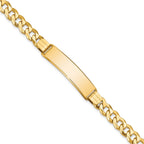 14k Polished Solid Chain/Solid Plate Flat Curb Link 37x9mm Plate 8 inch ID Bracelet