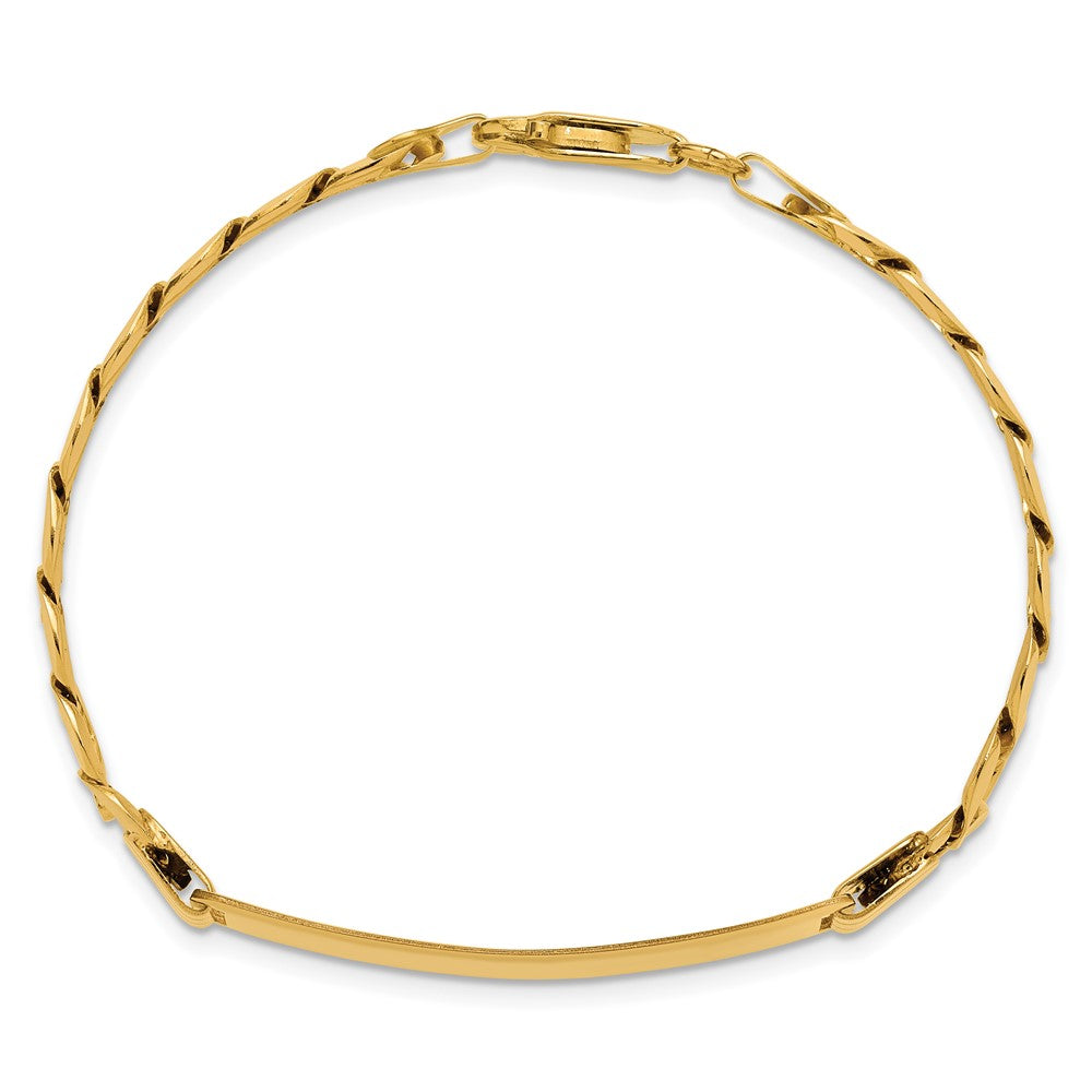 14k Polished Solid Chain/Solid Plate Curb Link 37x9mm Plate 8 inch ID Bracelet